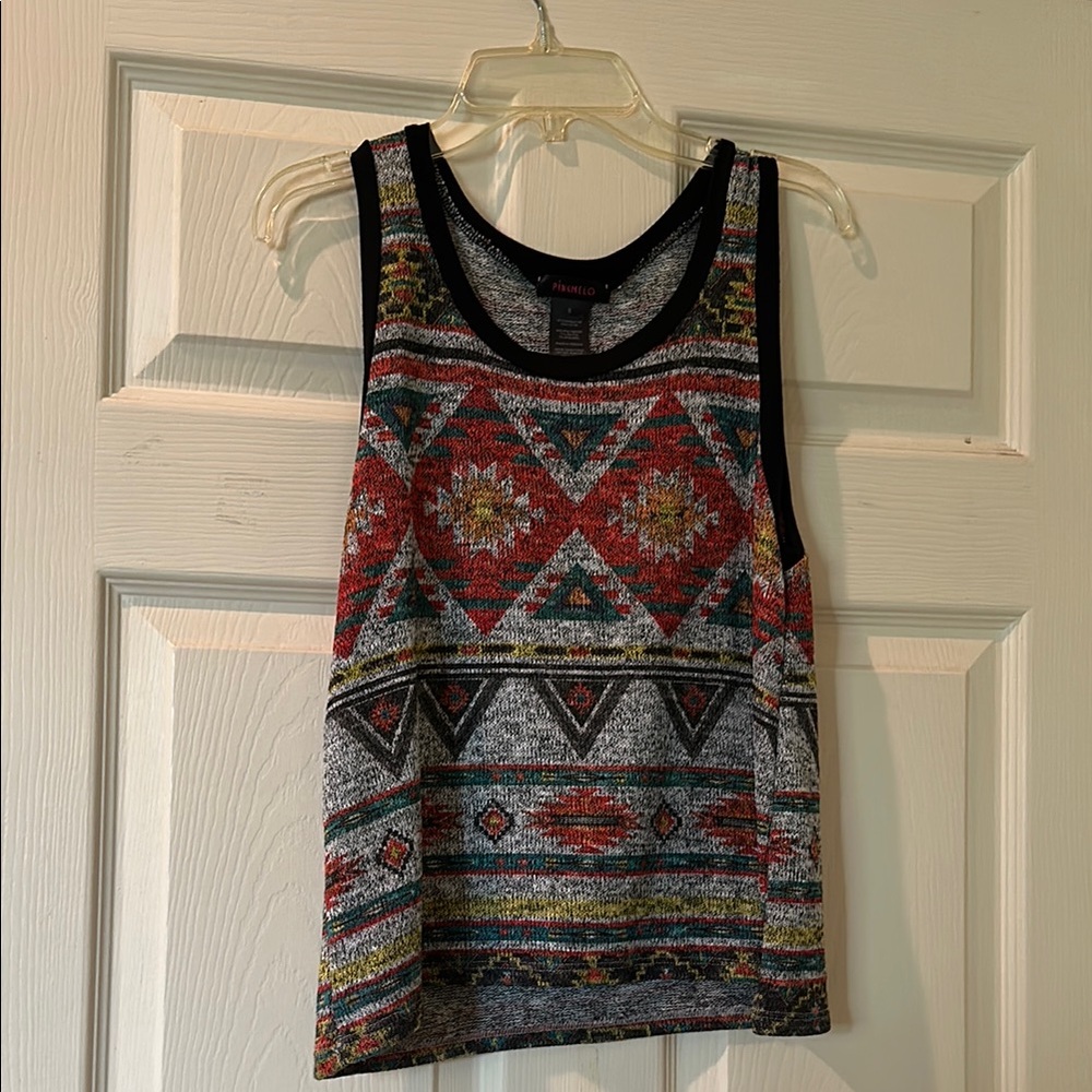 Red and Black Graphic Sleeveless Tank Top